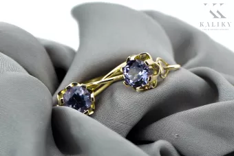 Олександрит 14K Жовте золото Сережки Вінтаж вироби vec019y